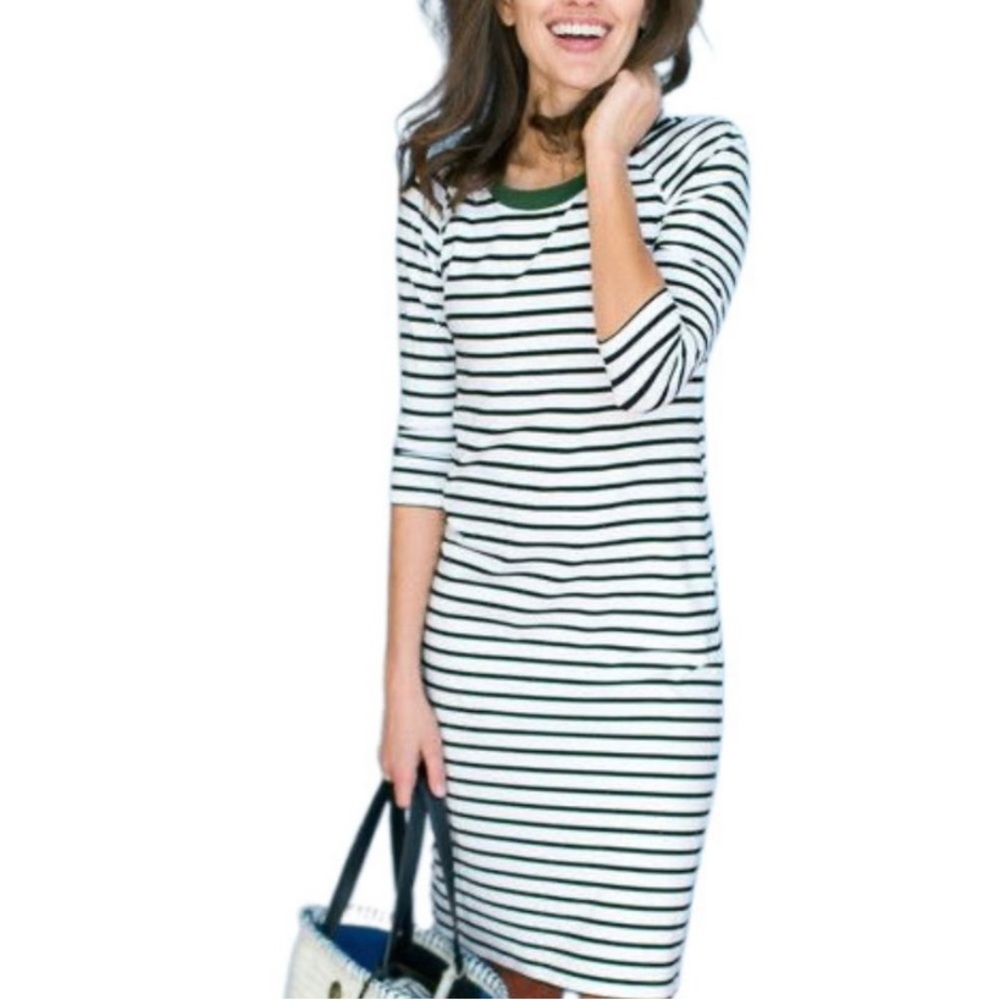 Sonnet James | Classic Striped Black and White Midi Dress